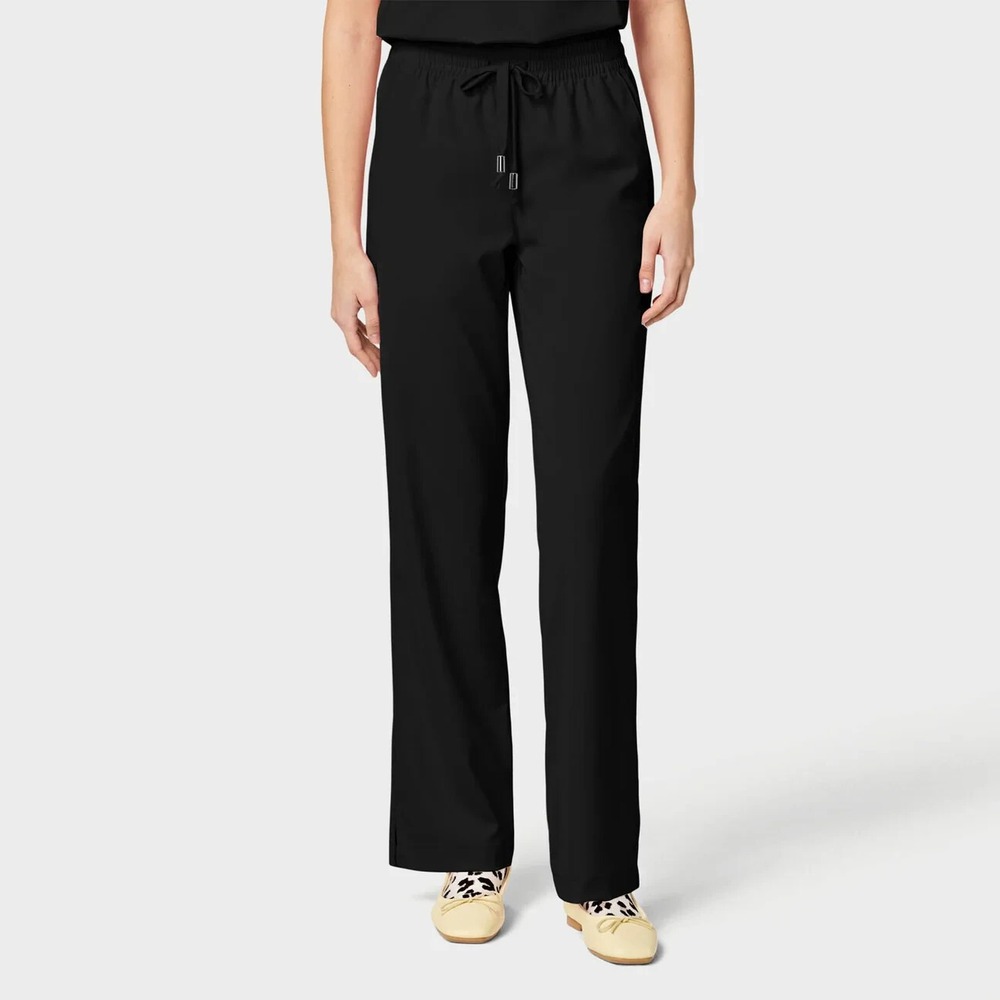 FINN‎ Women's Size Large Black ABC Drawstring Scrub Pants 4 Way Stretch